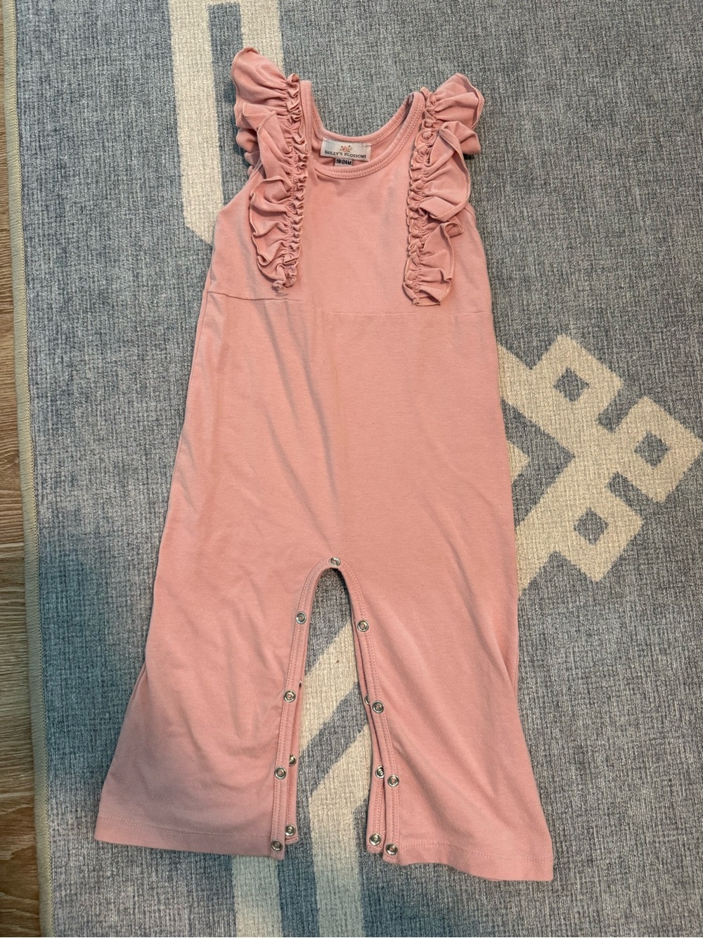 Baileys Blossoms Little Girls Pink Ruffle Romper 18-24 months